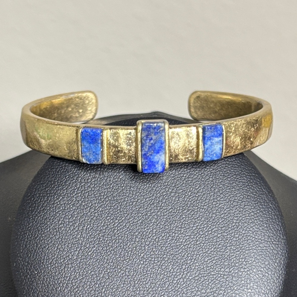 Banana Republic Lapiz Gold Tone Hammered Cuff Bangle Bracelet
